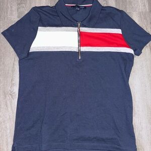 Tommy Hilfiger Navy, Red, and White Short Sleeve Polo